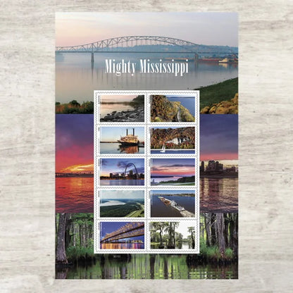 Forever Stamps 2022 Mighty Mississippi-Scenic Waterways, First-Class Postage