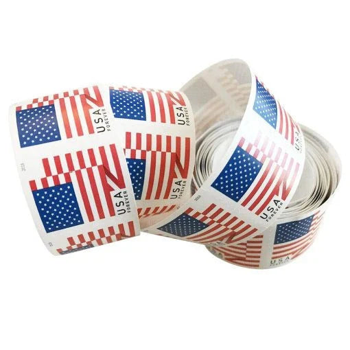 Flag Forever Stamps-10 Rolls Coil (Self-Adhesive)-1000 Stamps
