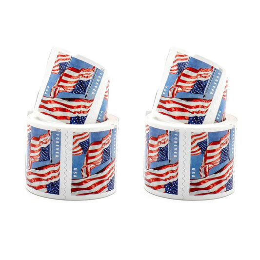 Bulk Flag Forever Stamps – 300 Rolls / 30,000 Self-Adhesive Coil Stamps