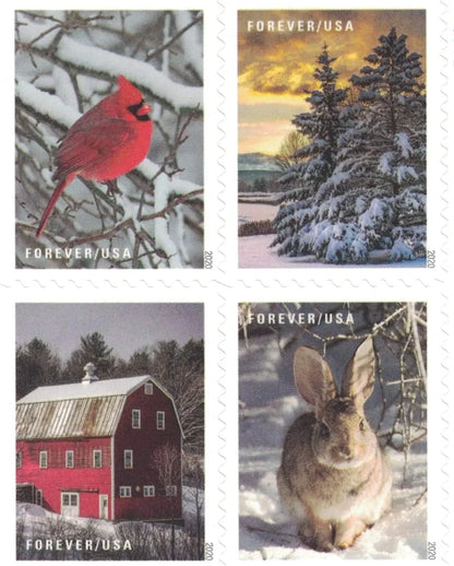 Forever Stamps 2020 Winter Scenes-Seasonal Celebration, First-Class Postage