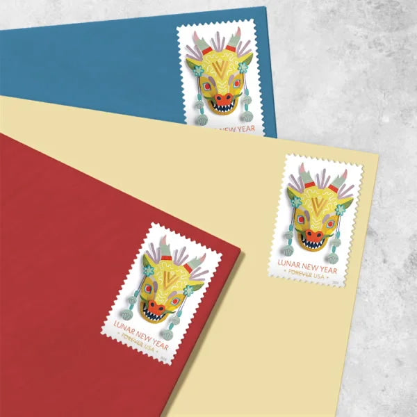 Forever Stamps 2024 Lunar New Year Dragon-Holiday Celebration, First-Class Postage