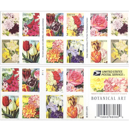 Forever Stamps 2016 Botanical Art-Flower Illustration Collection, First-Class Postage