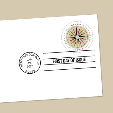 Global Forever Stamps 2025 Compass Rose-International Mailing, First-Class Postage