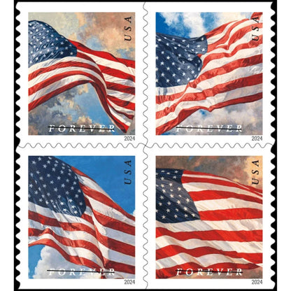 Forever Stamps 2024 U.S. Flags-Patriotic Symbol, First-Class Postage