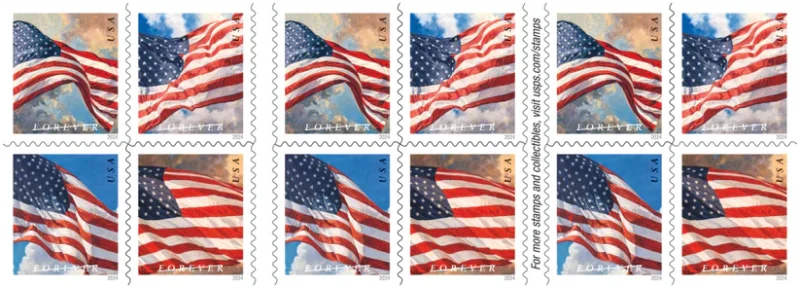 Forever Stamps 2024 U.S. Flags-Patriotic Symbol, First-Class Postage