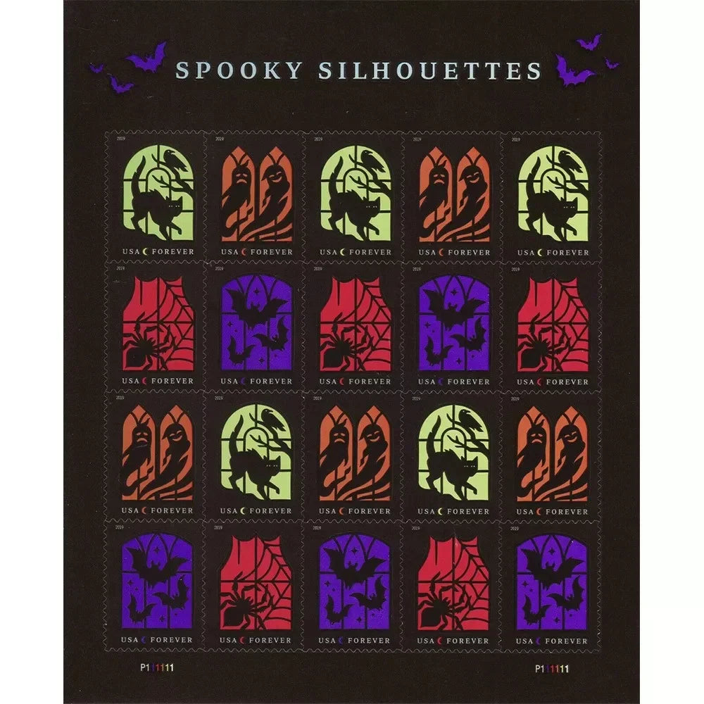 Forever Stamps 2019 Spooky Silhouettes-Halloween Holiday, First-Class Postage