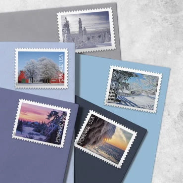 Forever Stamps 2025 Winter Scenes – Seasonal Celebration, First-Class Postage