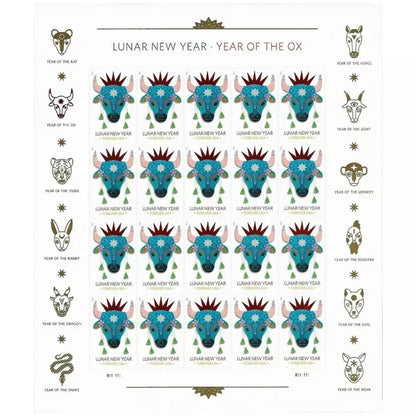 Forever Stamps 2021 Lunar New Year-Year of the Ox, Holiday Celebration, First-Class Postage