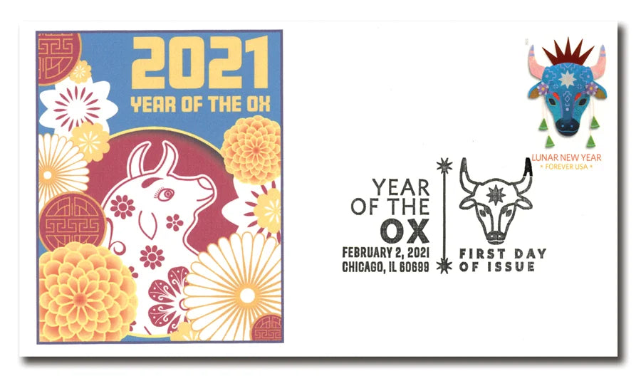 Forever Stamps 2021 Lunar New Year-Year of the Ox, Holiday Celebration, First-Class Postage