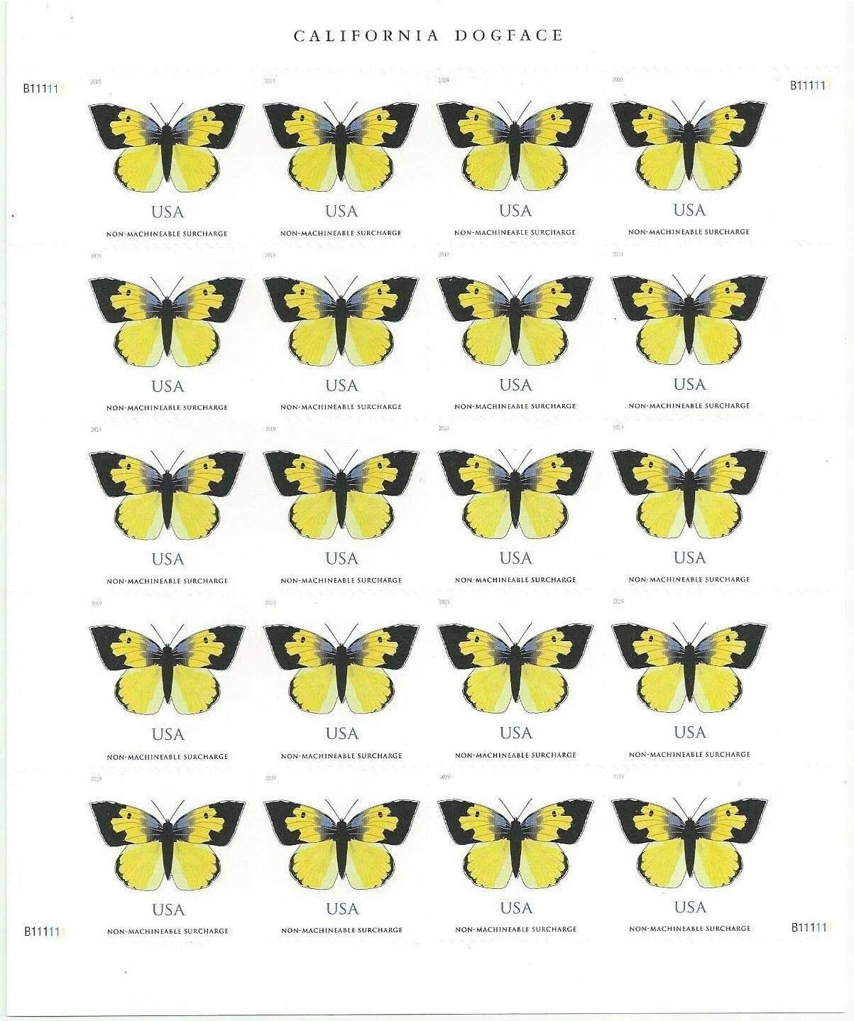 $1.12 Stamps 2019 California Dogface Butterfly-Non-Machinable Surcharge, First-Class Rate