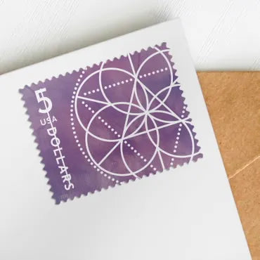 First Class Stamps 2022 Floral Geometry-Art Collection, $5 Postage