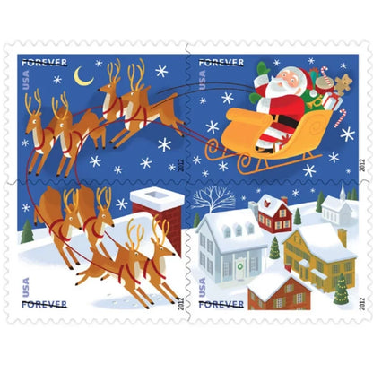 Forever Stamps 2021 Santa and Sleigh-Holiday Celebration, First-Class Postage