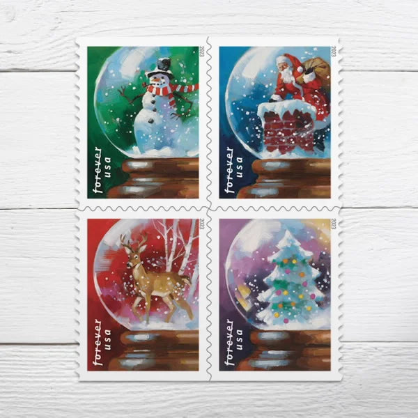 Forever Stamps 2023 Snow Globes-Winter Holiday Collection, First-Class Postage