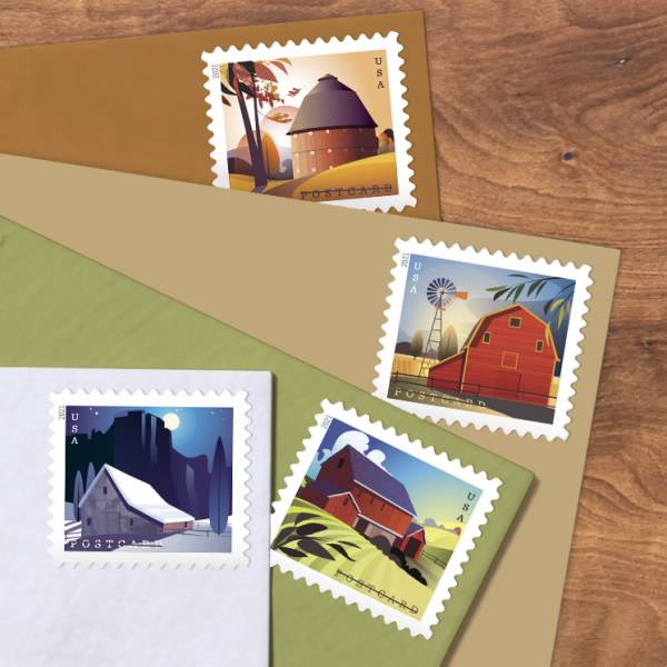 Postcard Stamps 2021 Barns-Rural America Series, Postcard Rate