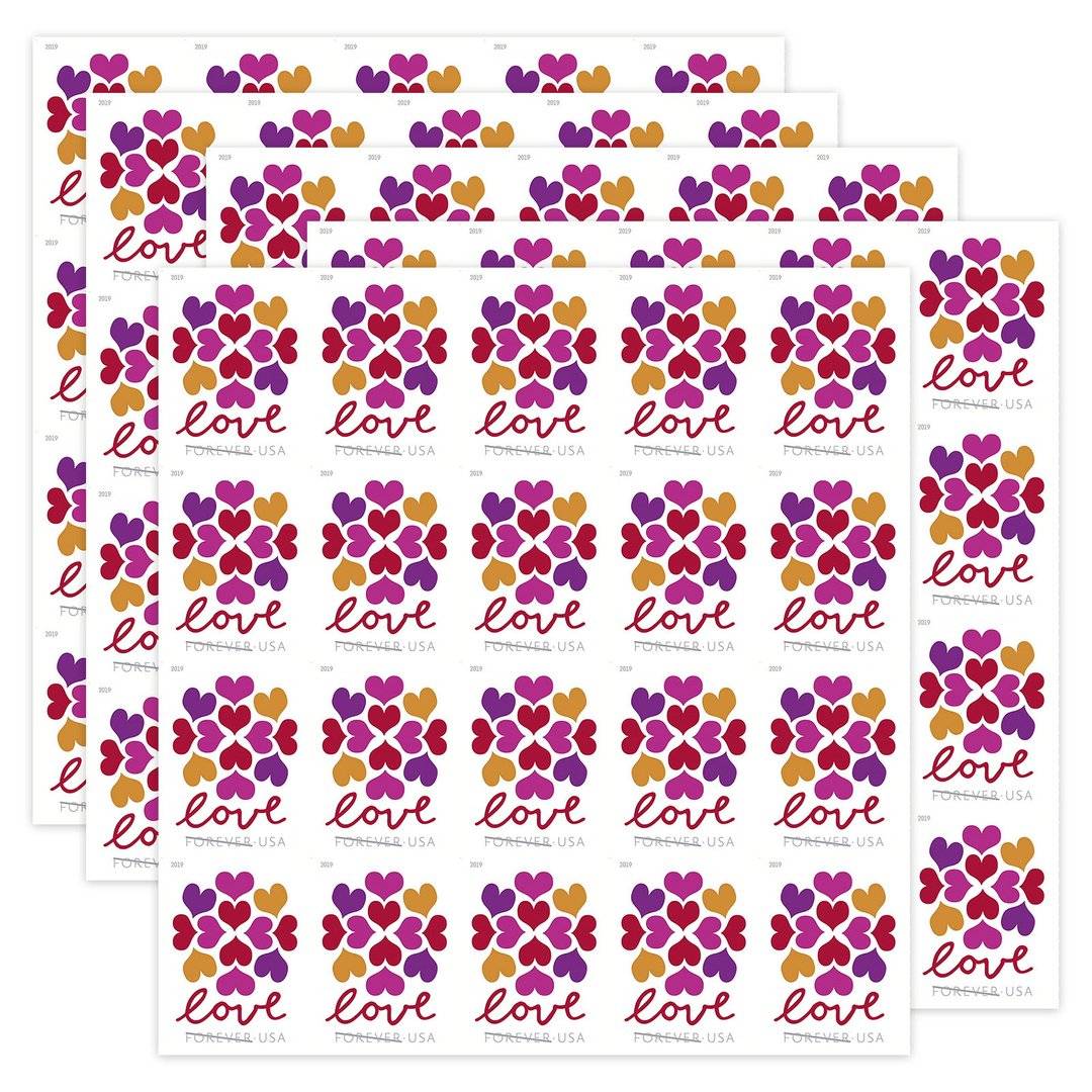 Forever Stamps 2019 Hearts Blossom-Love Message, First-Class Postage
