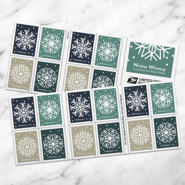 Forever Stamps 2024 Holiday Snowflake-Winter Celebration, First-Class Postage